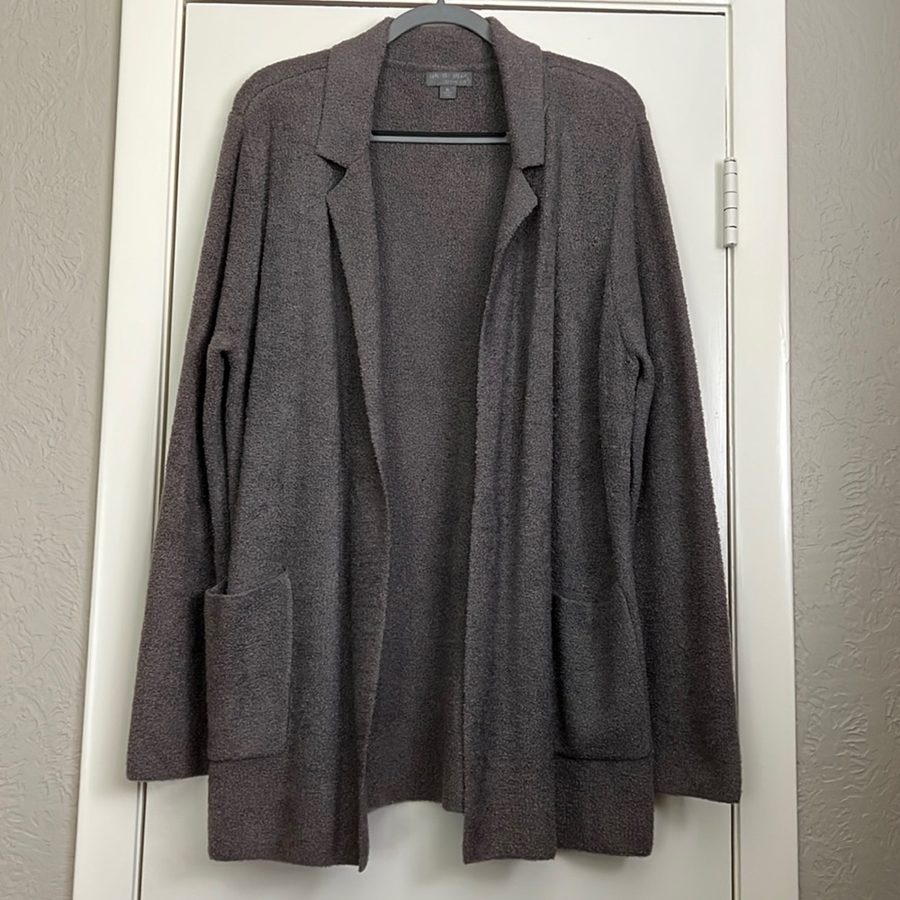 Barefoot Dreams XL Graphite Cozychic Lite Double Knit Notch Collar Cardigan